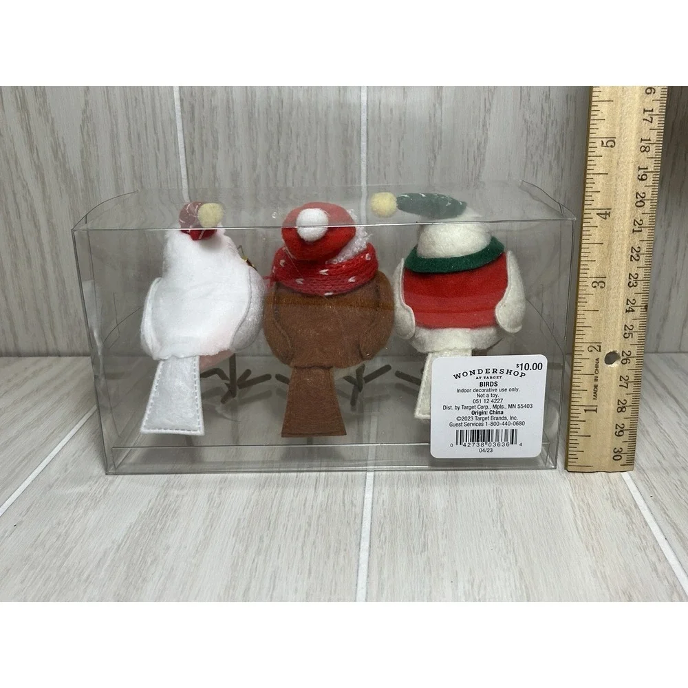 Target Wondershop 2023 Featherly Friends Mini Christmas Birds set lot 3 pink red